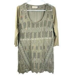 Johnny Was 4 Love & Liberty Embroidered Eyelet Fairycore Lace Tunic Top S Boho